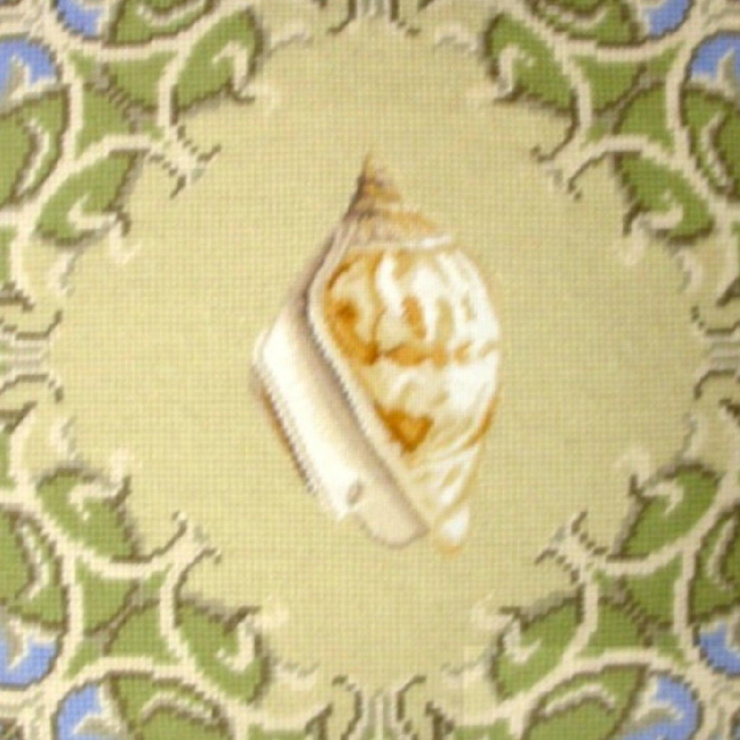 Handmade Wool Needlepoint Pillow Cover - Decorative Throw Cushion Cover - Vintage Floral Embroidery Design yellow shell with checker cording