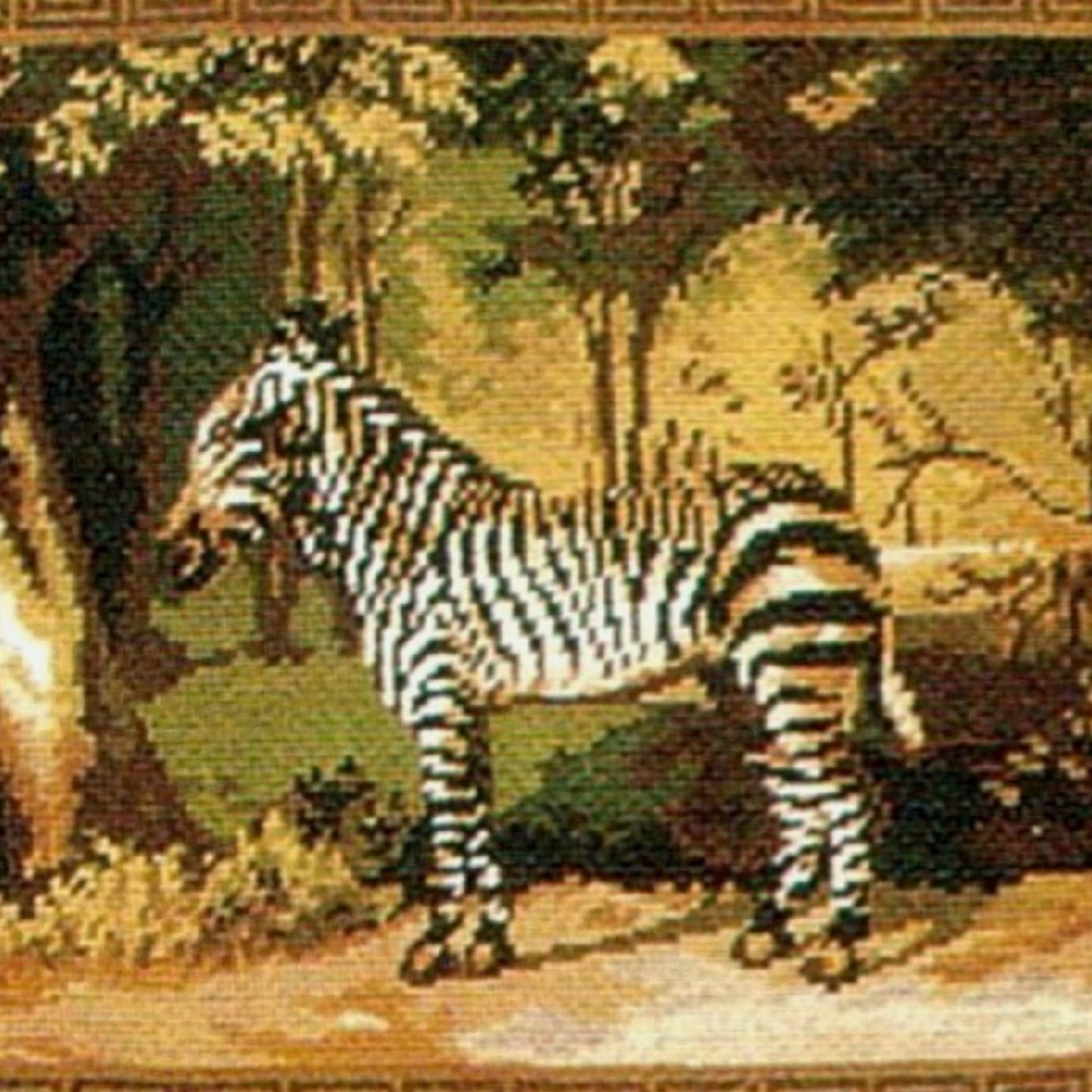 Handmade Wool Needlepoint Pillow Cover - Decorative Throw Cushion Cover - Vintage Floral Embroidery Design All Zebra