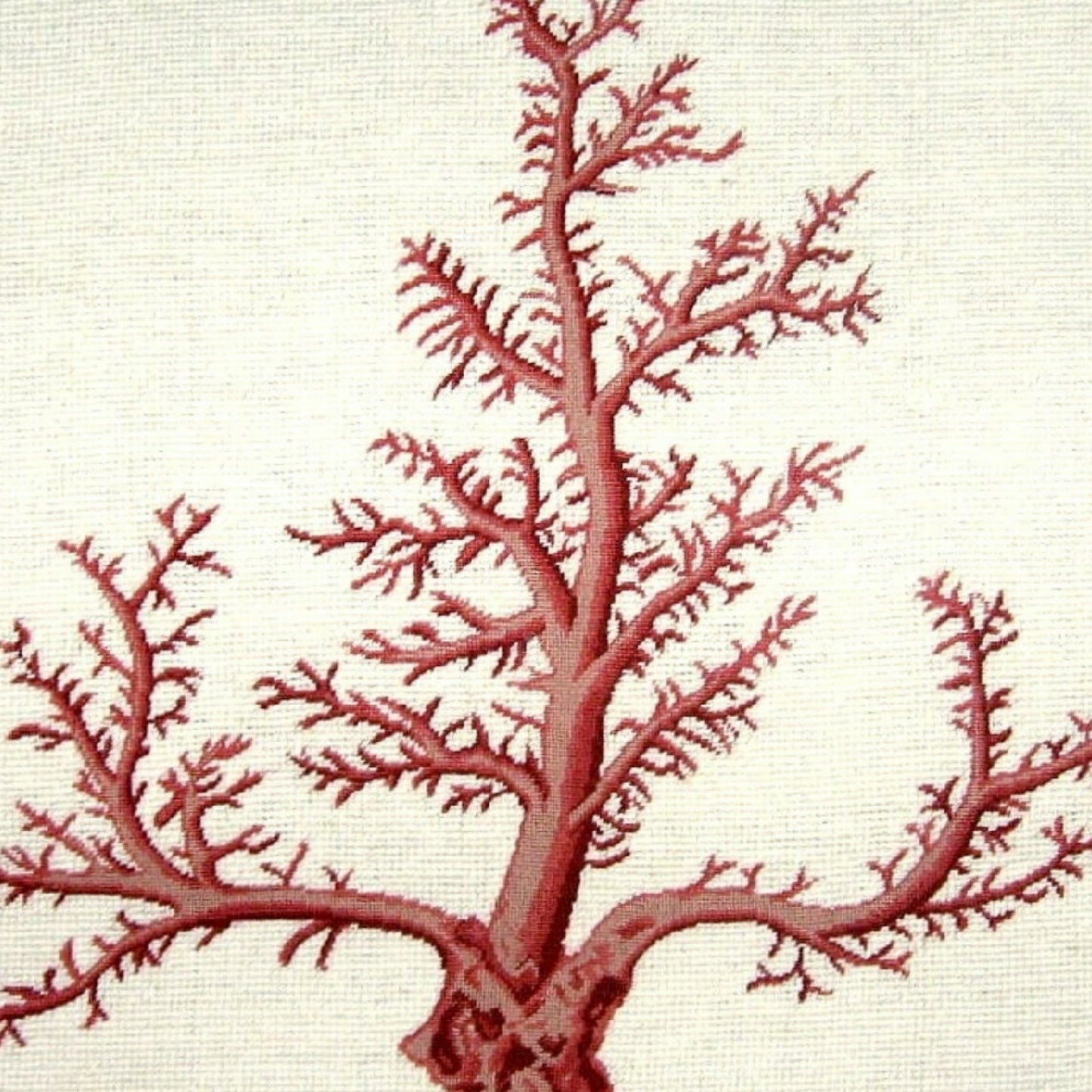 Handmade Wool Needlepoint Pillow Cover - Decorative Throw Cushion Cover - Vintage Floral Embroidery Design red large coral with cording