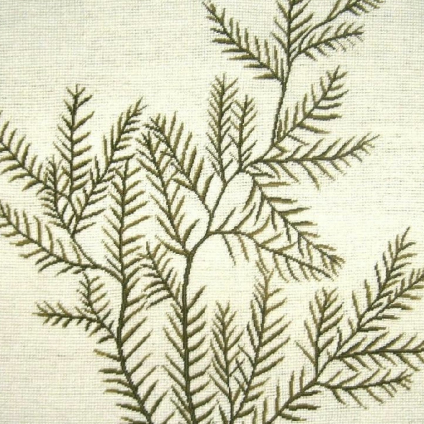 Handmade Wool Needlepoint Pillow Cover - Decorative Throw Cushion Cover - Vintage Floral Embroidery Design seaweeds green Sealace with cording