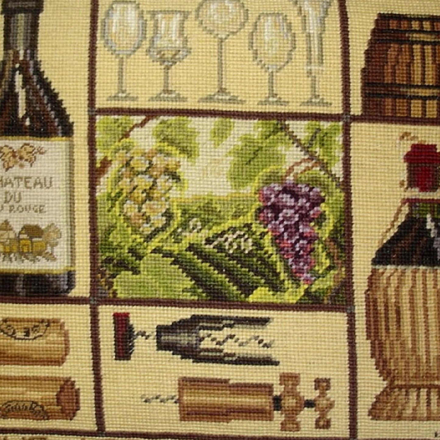 Needlepoint Hand-Embroidered Wool Throw Pillow Exquisite Home Designs James Winess designThe art of wine making,&