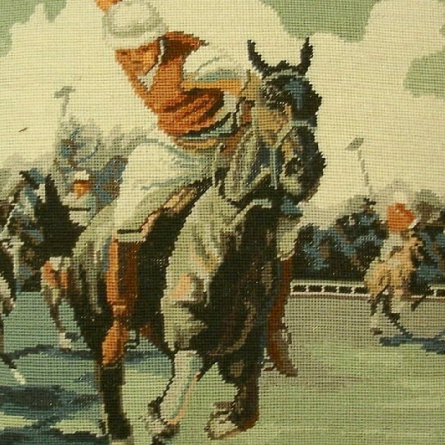 Handmade Wool Needlepoint Pillow Cover - Decorative Throw Cushion Cover - Vintage Floral Embroidery Design  polo