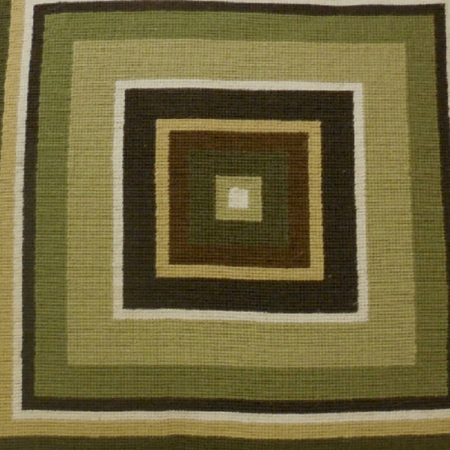 Handmade Wool Needlepoint Pillow Cover - Decorative Throw Cushion Cover - Vintage Floral Embroidery Design square in green/brown/ivory/yellow with tassels