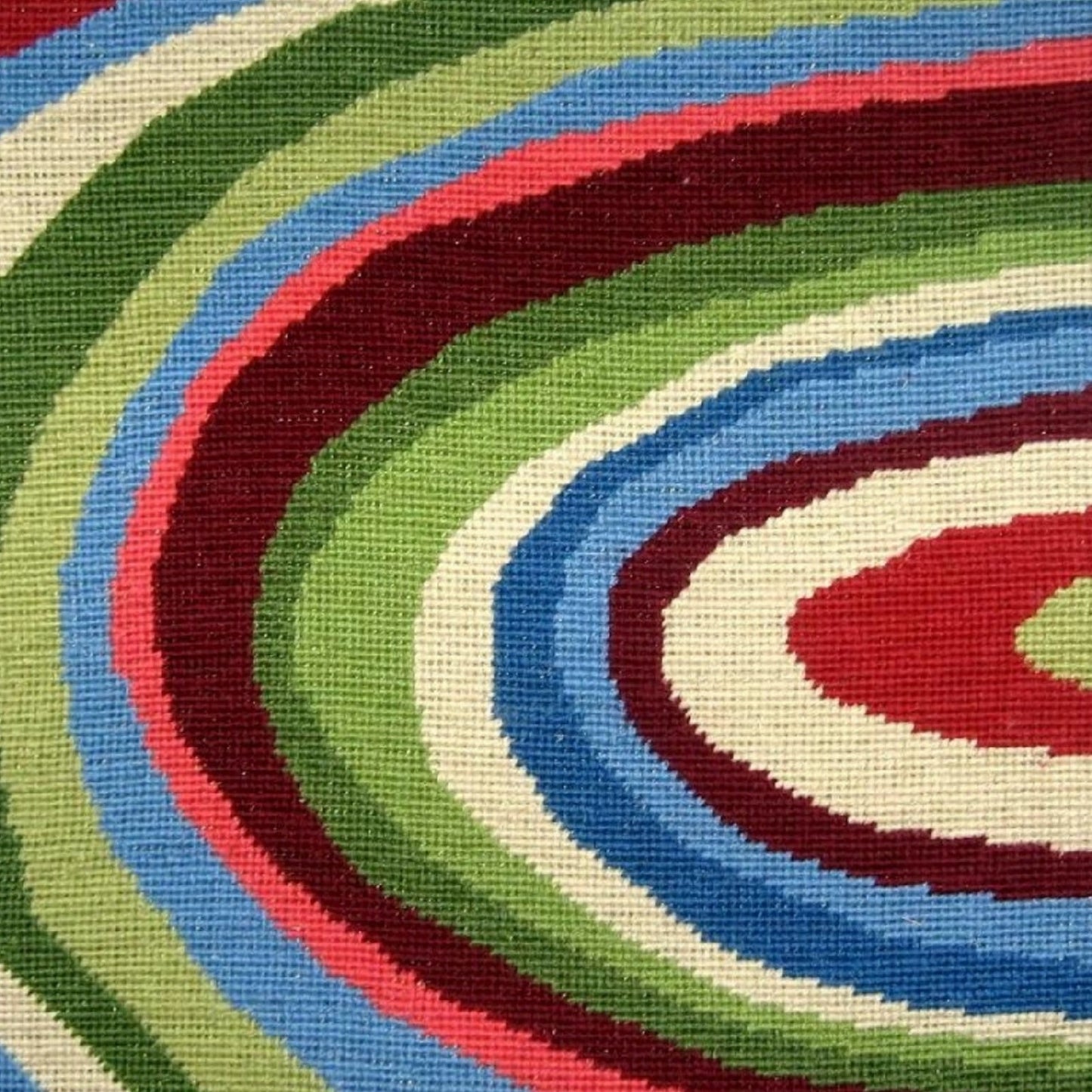 Handmade Wool Needlepoint Pillow Cover - Decorative Throw Cushion Cover - Vintage Floral Embroidery Design water wave in green, red, sand, blue