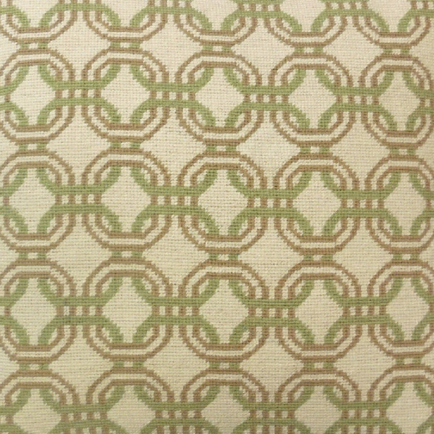 Handmade Wool Needlepoint Pillow Cover - Decorative Throw Cushion Cover - Vintage Floral Embroidery Design chain circle lime green/mustard yellow checker cording