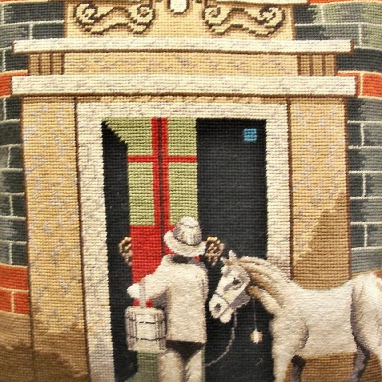 Handmade Wool Needlepoint Pillow Cover - Decorative Throw Cushion Cover - Vintage Floral Embroidery Design  Shanghai ShikuMen with cording III