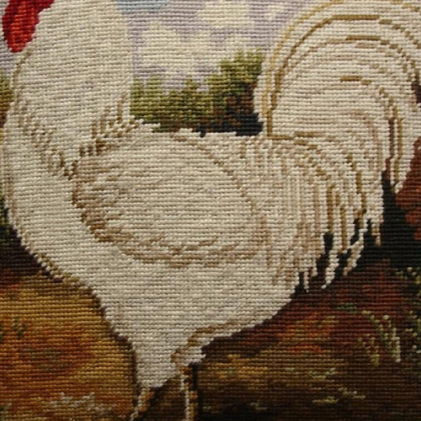 Handmade Wool Needlepoint Pillow Cover - Decorative Throw Cushion Cover - Vintage Floral Embroidery Design roosterHenry