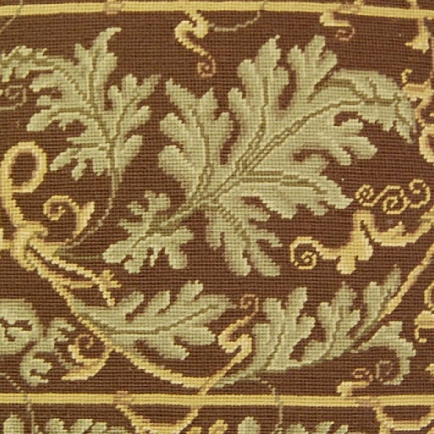 Handmade Wool Needlepoint Pillow Cover - Decorative Throw Cushion Cover - Vintage Floral Embroidery Design olive-brown grapes leave with 2 color tassels