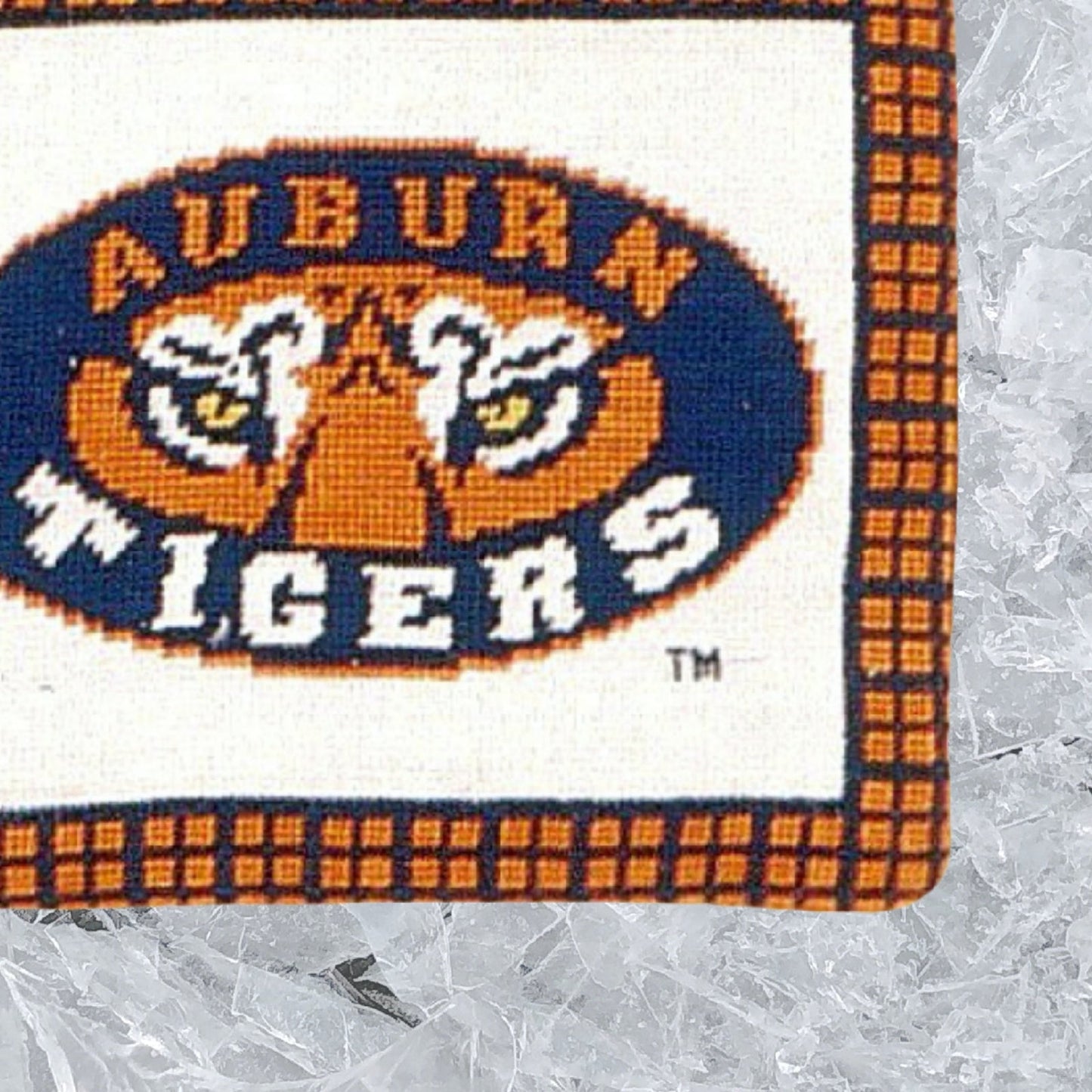 Handmade Wool Needlepoint Pillow Cover - Decorative Throw Cushion Cover - Vintage Floral Embroidery Design Auburn University of AL, Auburn Tiger