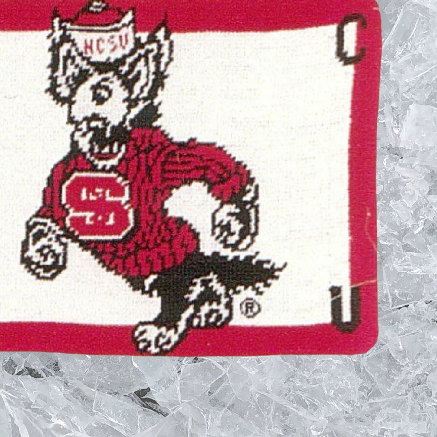 Handmade Wool Needlepoint Pillow Cover - Decorative Throw Cushion Cover - Vintage Floral Embroidery Design N C State University Red Wolf of NCSU