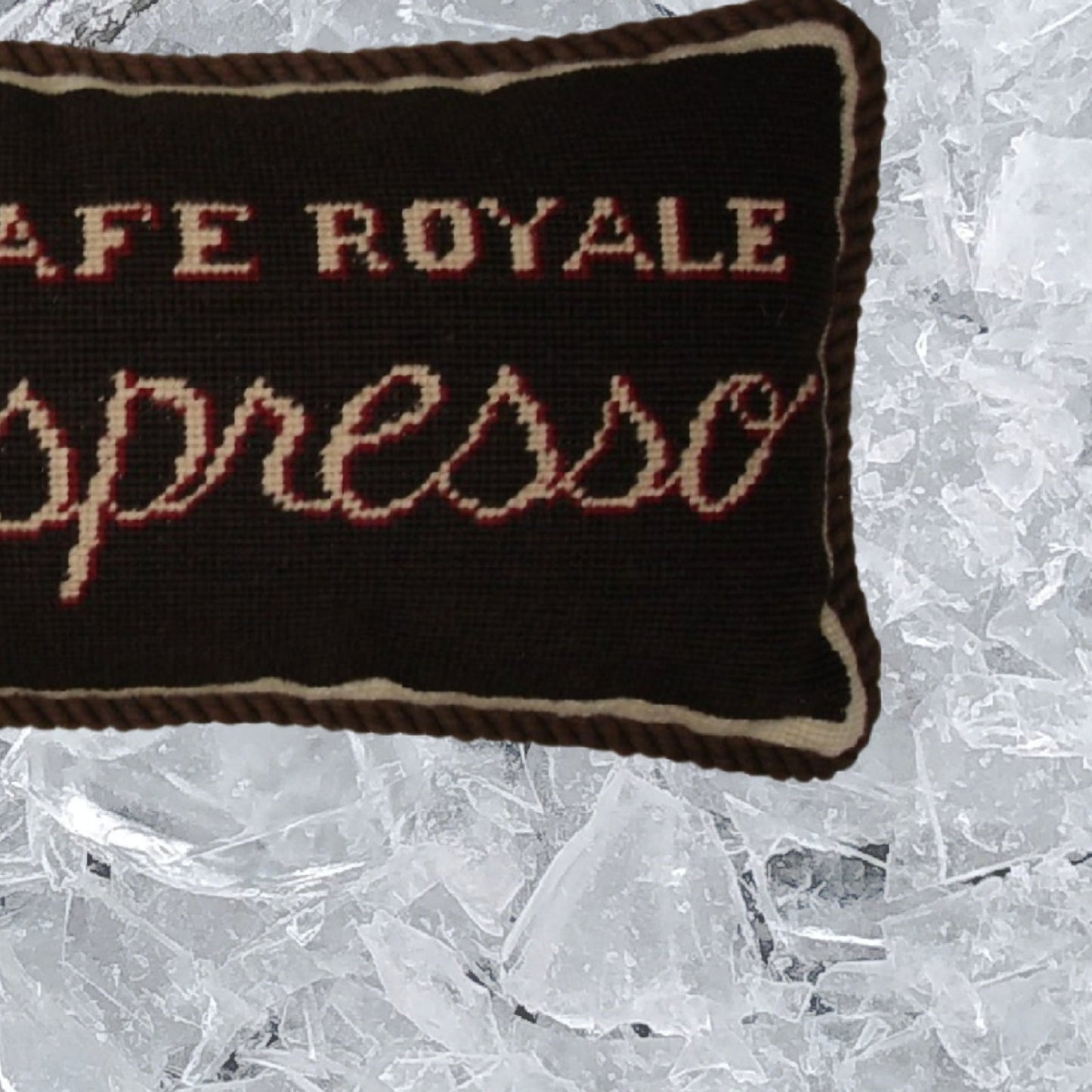 Handmade Wool Needlepoint Pillow Cover - Decorative Throw Cushion Cover - Vintage Floral Embroidery Design Emily Adams DesignSavoy Cafe with cording