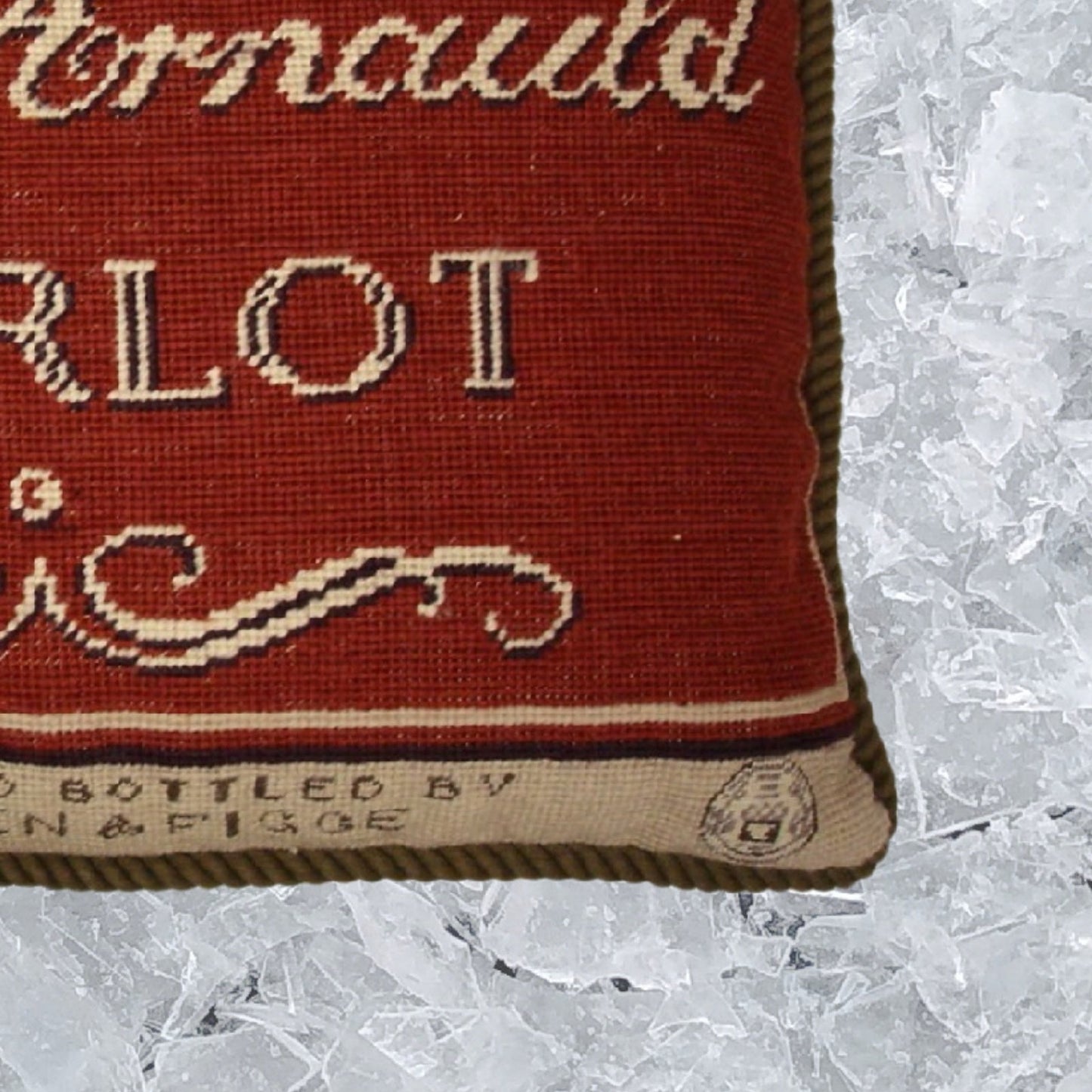 Handmade Wool Needlepoint Pillow Cover - Decorative Throw Cushion Cover - Vintage Floral Embroidery Design with  Angela Staehling designSaint-Arnauld with cording