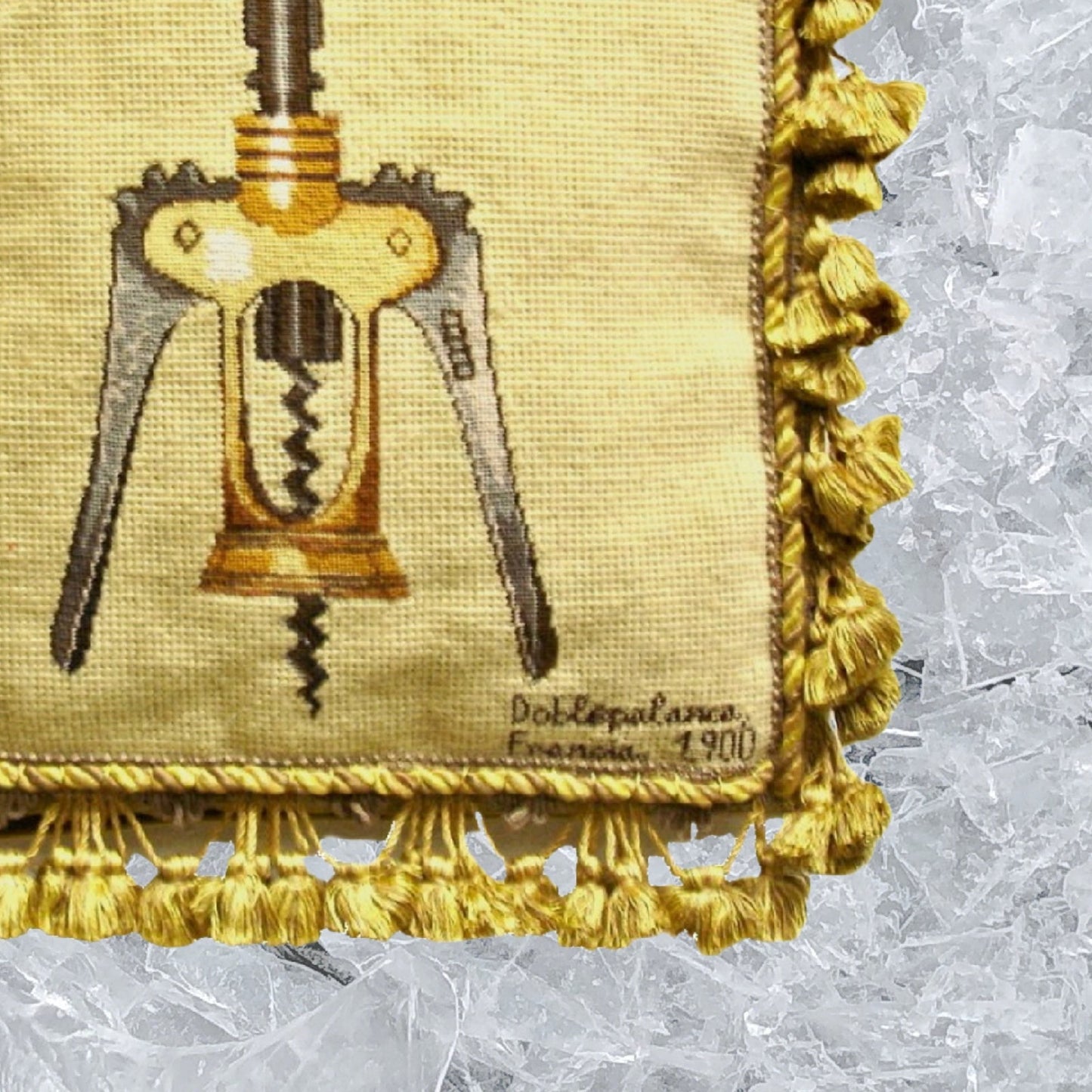 Handmade Wool Needlepoint Pillow Cover - Decorative Throw Cushion Cover - Vintage Floral Embroidery Design wine cork screwer with tassel 1