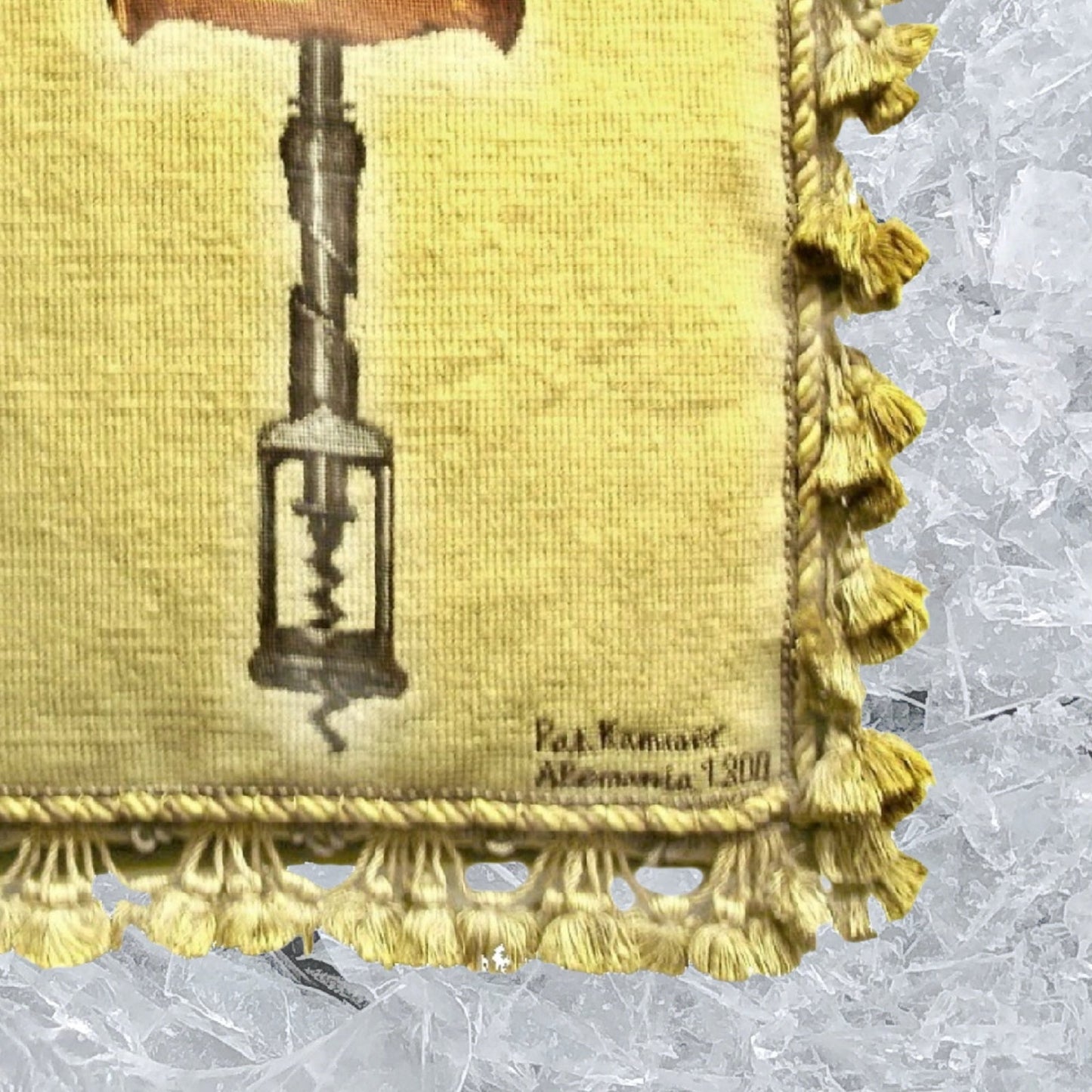 Handmade Wool Needlepoint Pillow Cover - Decorative Throw Cushion Cover - Vintage Floral Embroidery Design wine cork screwer with tassel