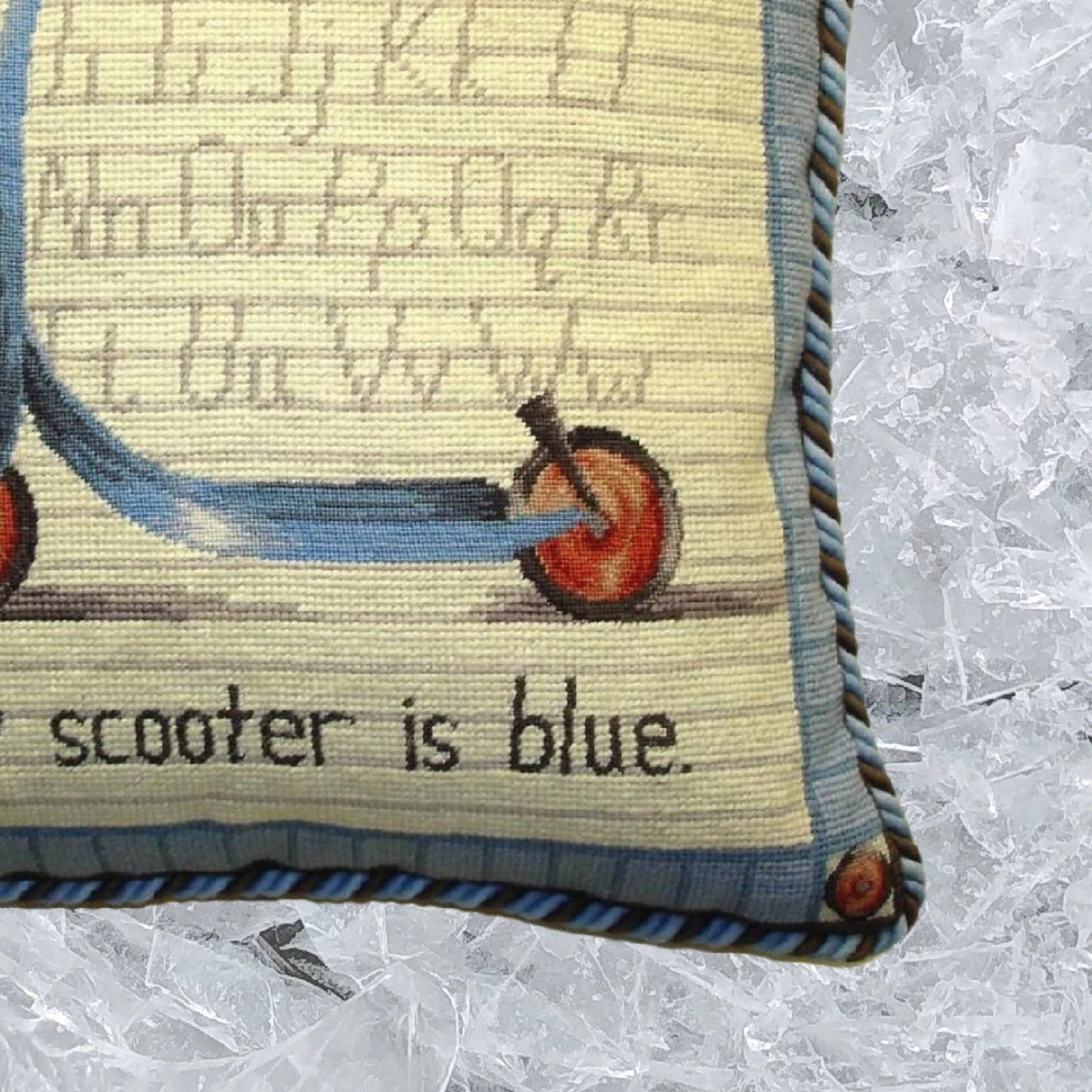 Handmade Wool Needlepoint Pillow Cover - Decorative Throw Cushion Cover - Vintage Floral Embroidery Design Scooter Lauren Hamilton Design