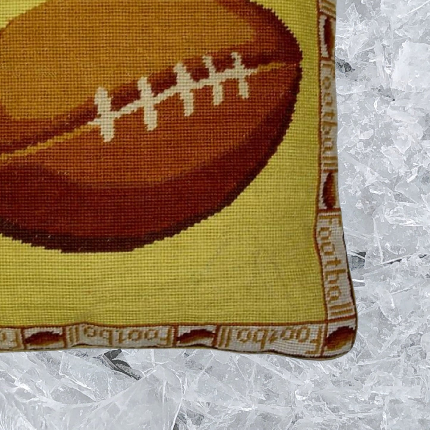 Handmade Wool Needlepoint Pillow Cover - Decorative Throw Cushion Cover - Vintage Floral Embroidery Design football