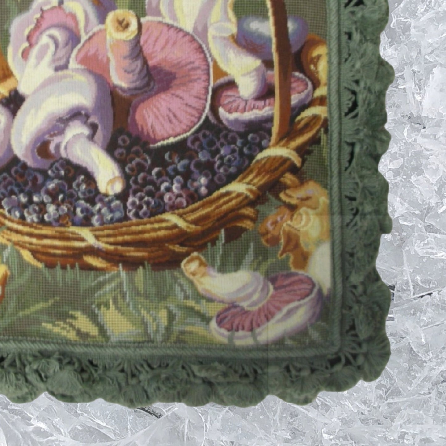 Handmade Wool Needlepoint Pillow Cover - Decorative Throw Cushion Cover - Vintage Floral Embroidery Design 2