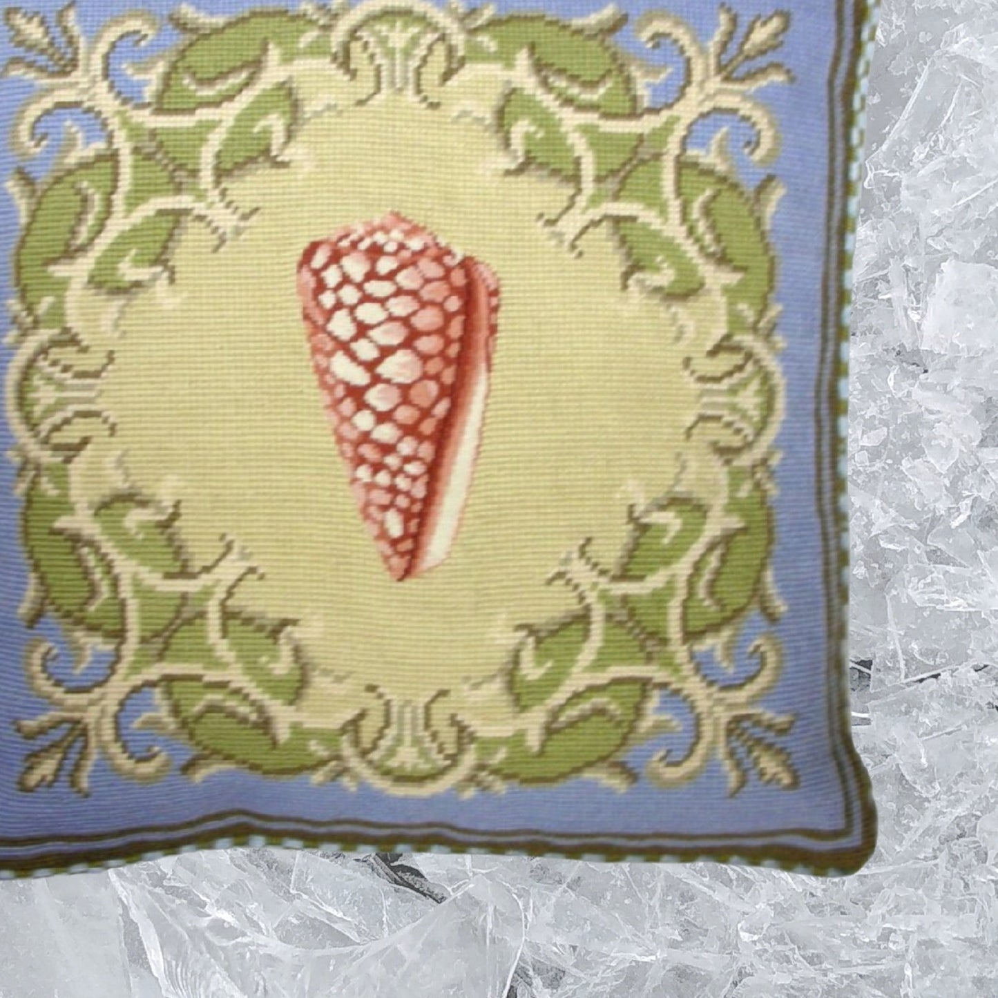 Handmade Wool Needlepoint Pillow Cover - Decorative Throw Cushion Cover - Vintage Floral Embroidery Design red shell with checker cording