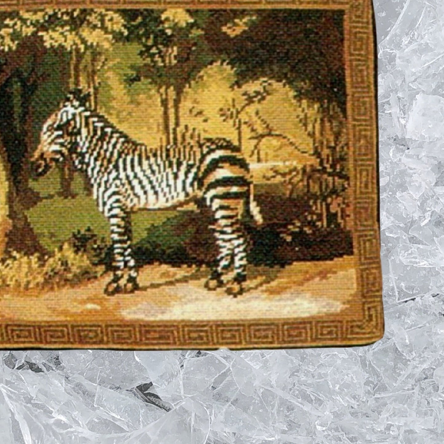 Handmade Wool Needlepoint Pillow Cover - Decorative Throw Cushion Cover - Vintage Floral Embroidery Design All Zebra