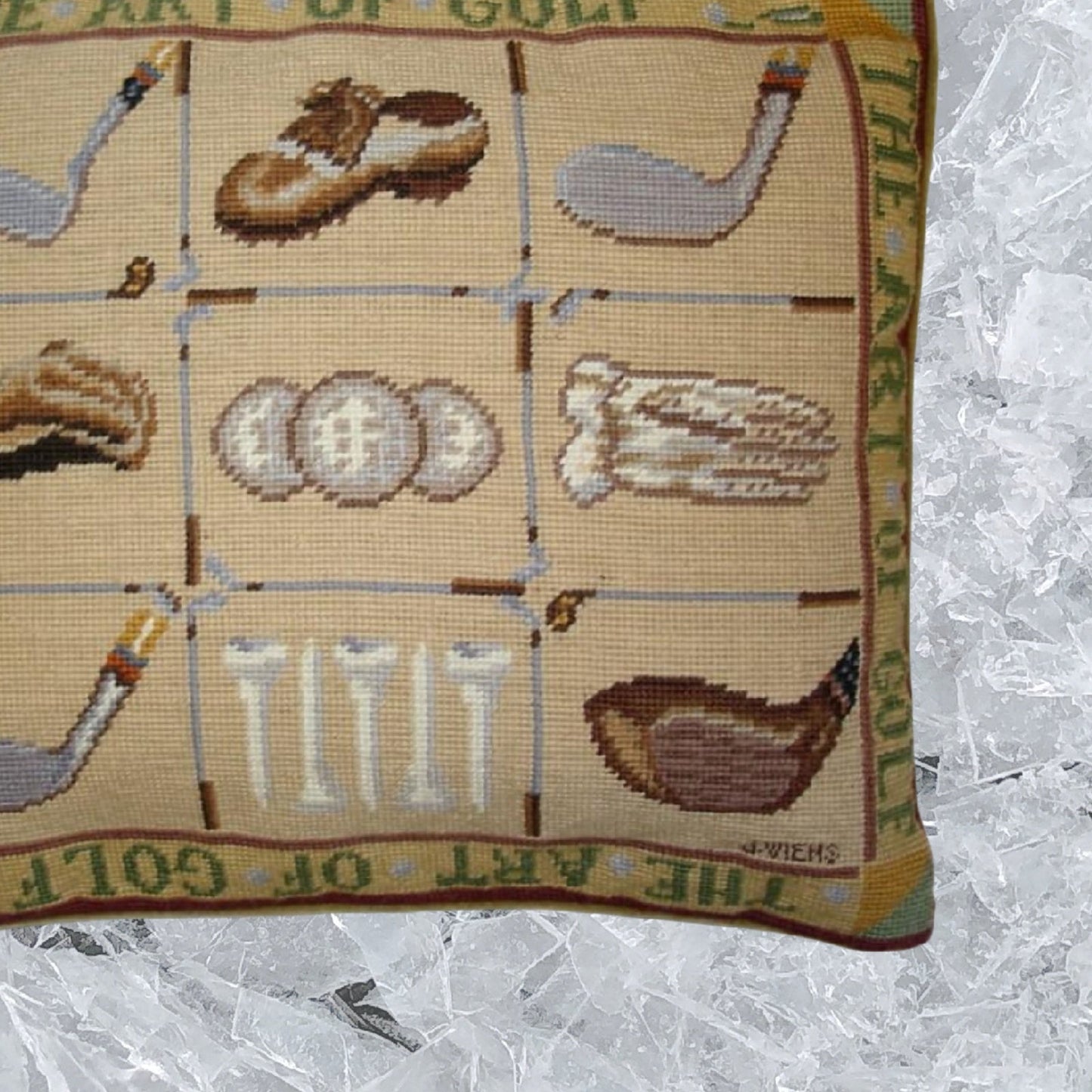 Handmade Wool Needlepoint Pillow Cover - Decorative Throw Cushion Cover - Vintage Floral Embroidery Design James Wienss designThe art of golf, &