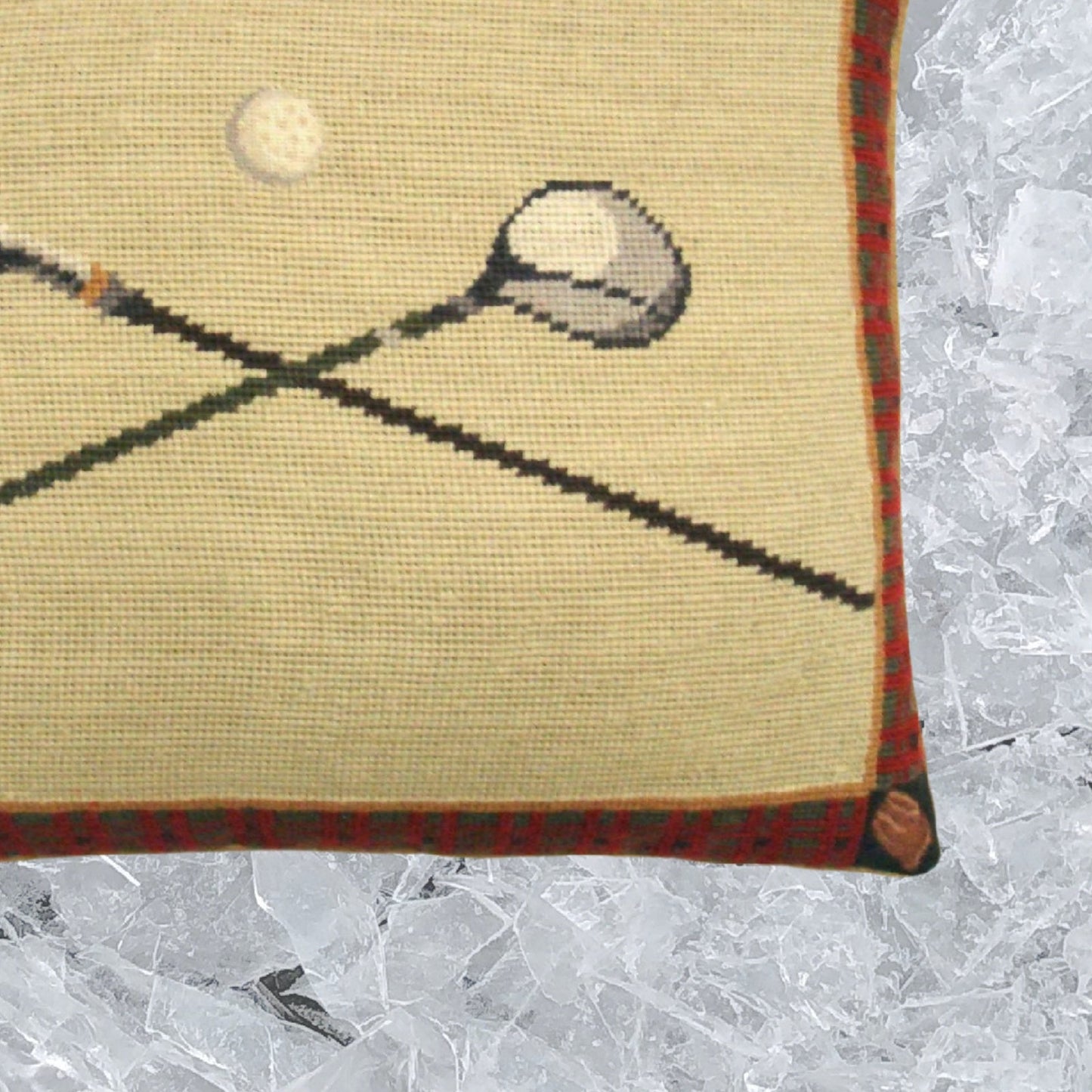 Handmade Wool Needlepoint Pillow Cover - Decorative Throw Cushion Cover - Vintage Floral Embroidery Design 4 corners grove, shoe  back