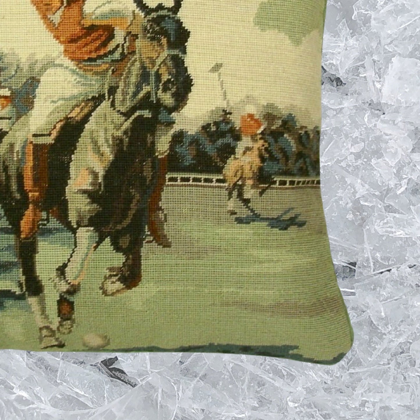 Handmade Wool Needlepoint Pillow Cover - Decorative Throw Cushion Cover - Vintage Floral Embroidery Design  polo