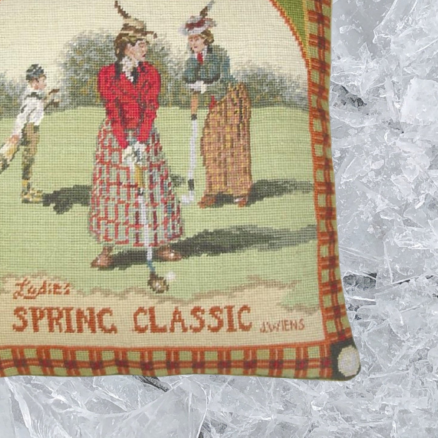 Handmade Wool Needlepoint Pillow Cover - Decorative Throw Cushion Cover - Vintage Floral Embroidery Design James Wiens Spring Classic women golf