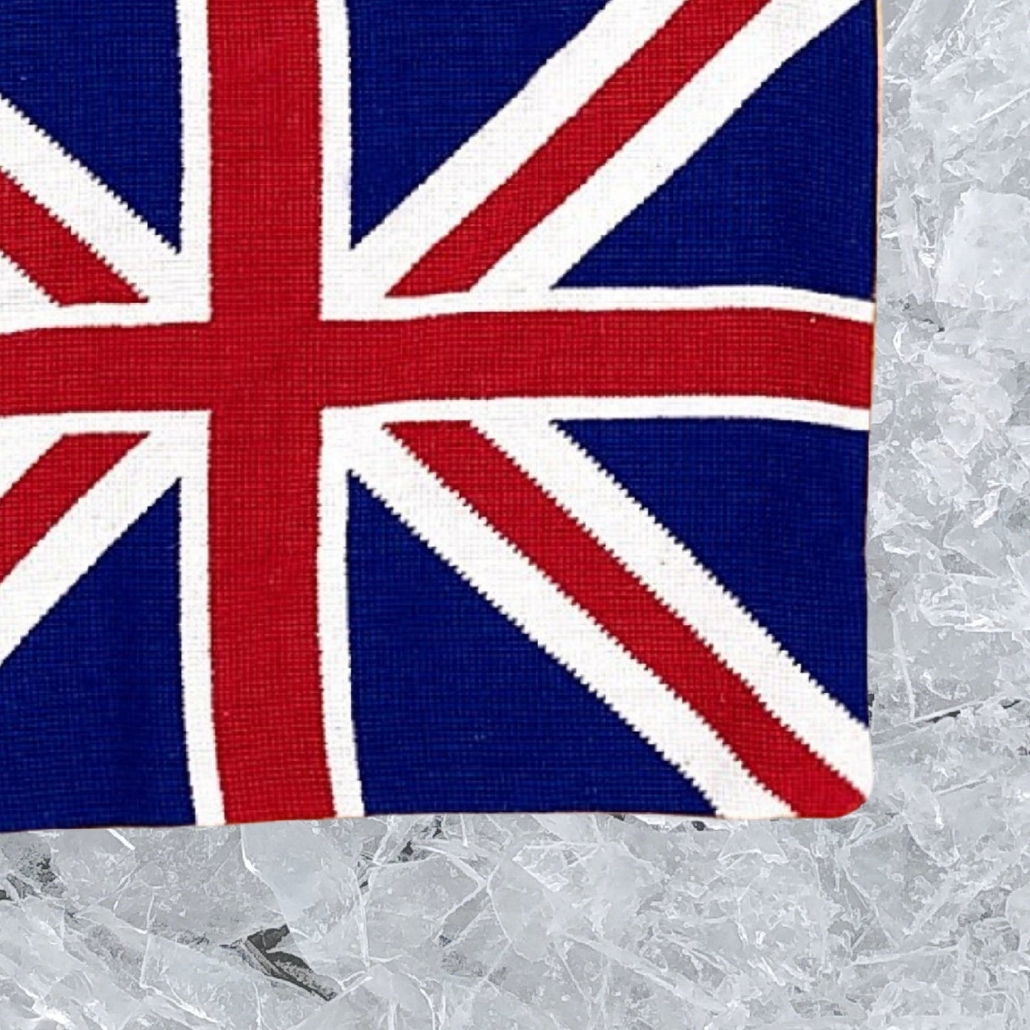 Handmade Wool Needlepoint Pillow Cover - Decorative Throw Cushion Cover - Vintage Floral Embroidery Design U K flag