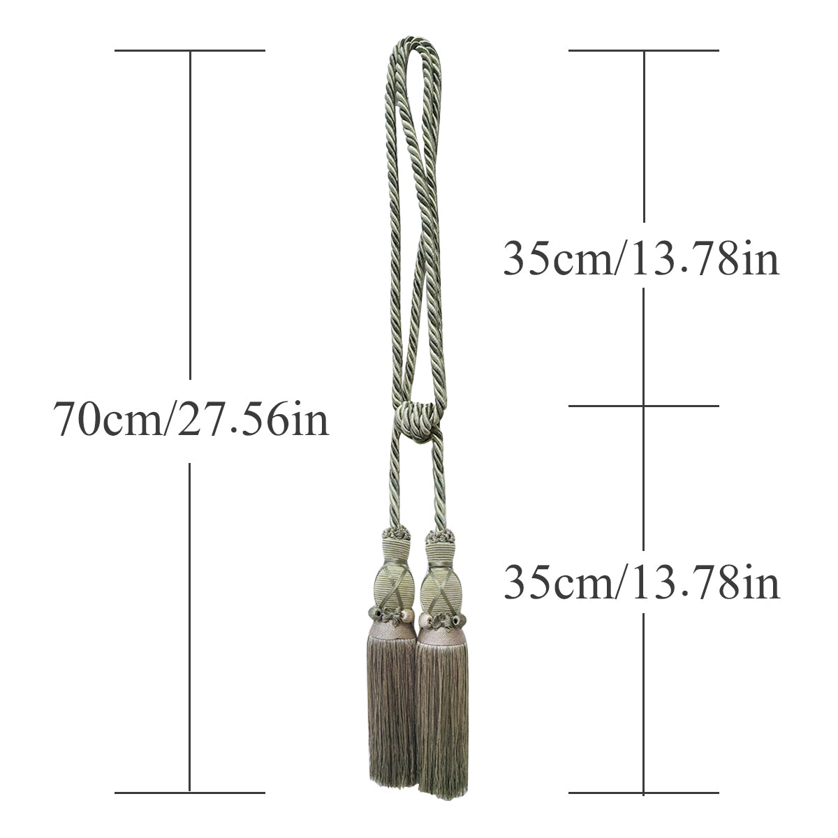 2 Pack Luxury Double Tassel Curtain Tieback, 28 in Total Length – Handcrafted Decorative Rope Holdback for Drapes & Home Interior Styling  E2530