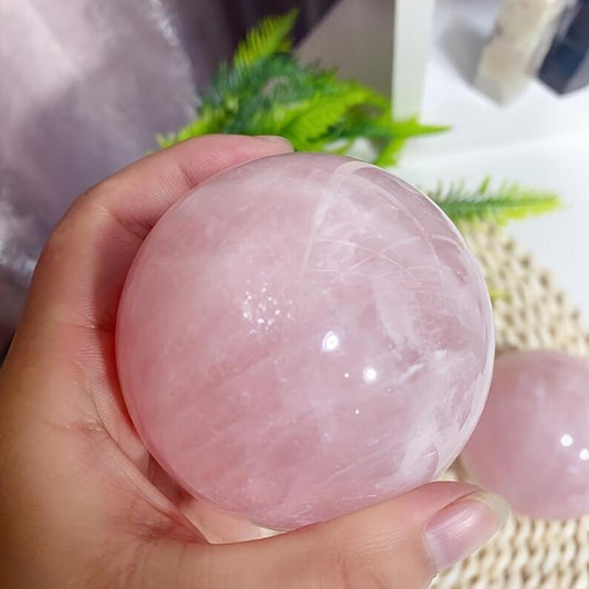 3-Inch Rose Quartz Crystal Ball – Natural Pink Quartz Sphere for Love & Healing, Feng Shui Decor, Meditation Altar Crystal