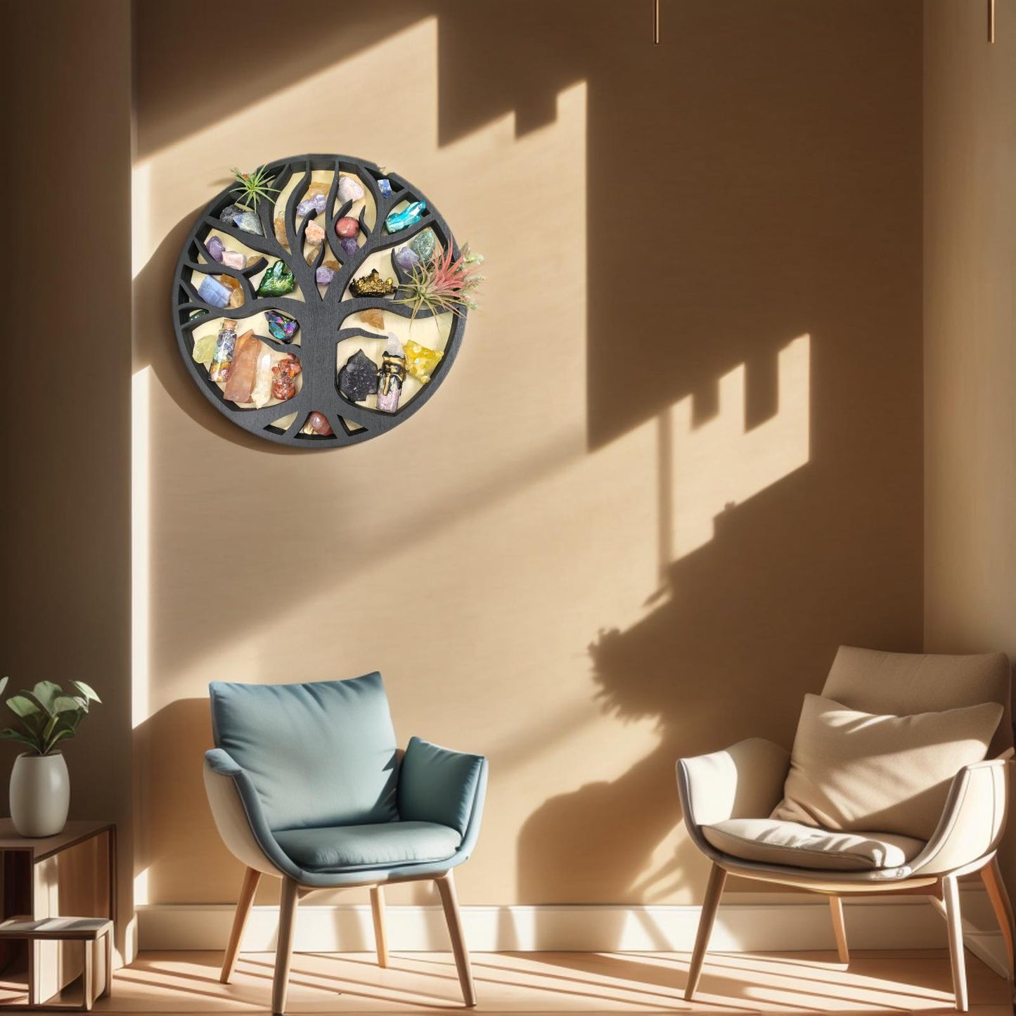 Tree of Life Crystal Shelf - Wooden Crystal Display Shelf for Healing Crystals, Spiritual Decor, Boho Decor, Witchy Room Decor