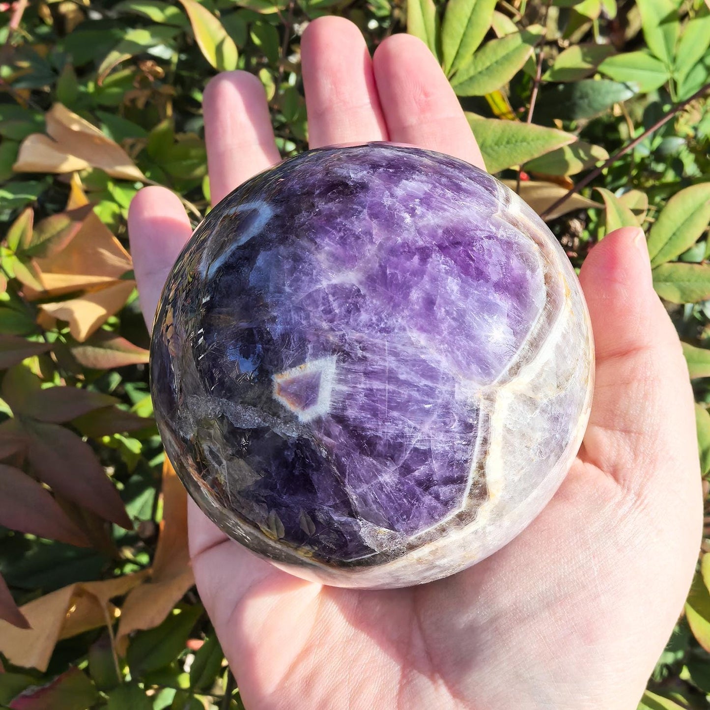 3-Inch Dream Amethyst Crystal Ball - Natural Polished Gemstone Sphere | Energy Healing, Meditation & Feng Shui Décor | Purple Room Decor