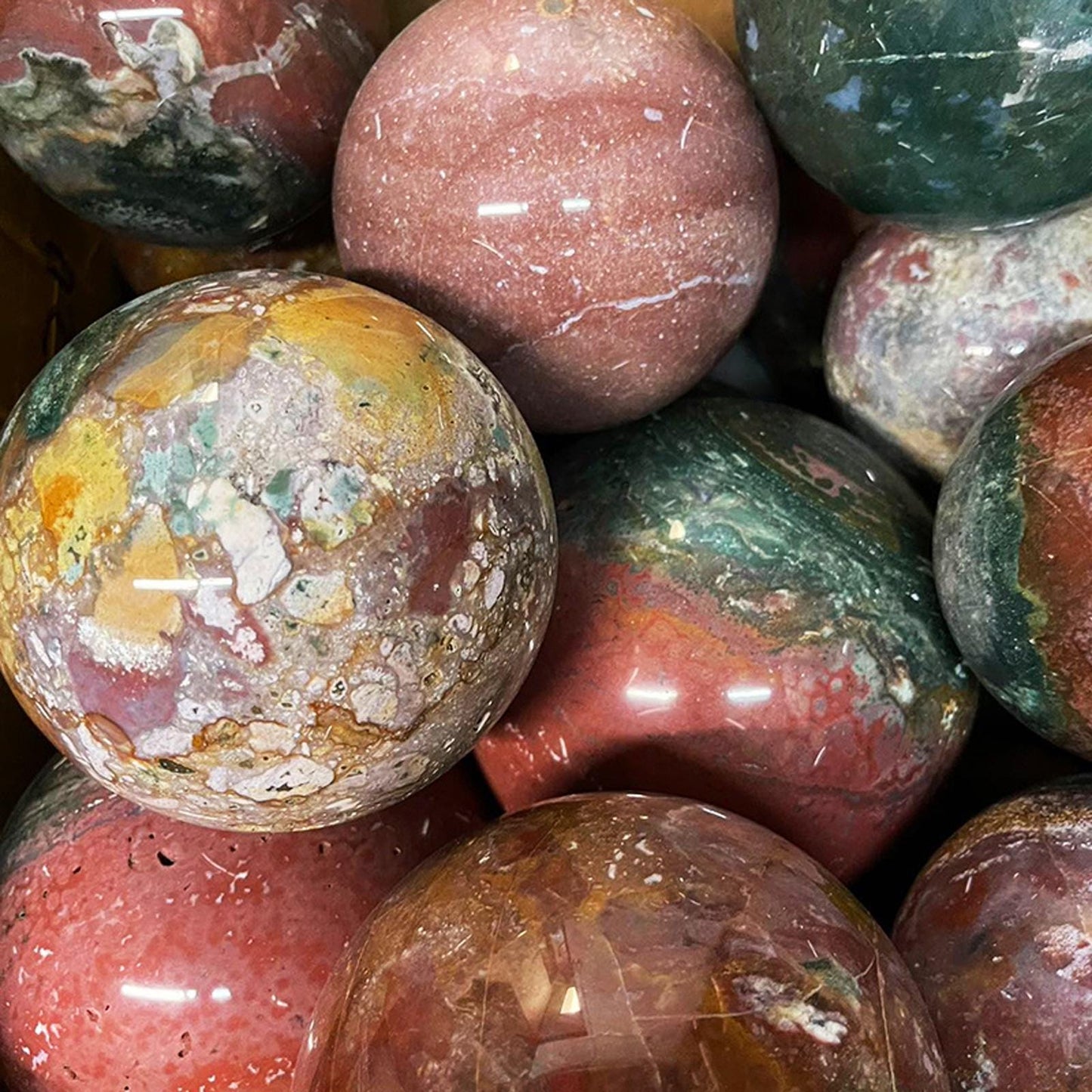 3-Inch Ocean Jasper Crystal Ball - Hand-Polished Gemstone Sphere | Natural Energy Healing & Feng Shui Décor | Unique Home Decoration Gift