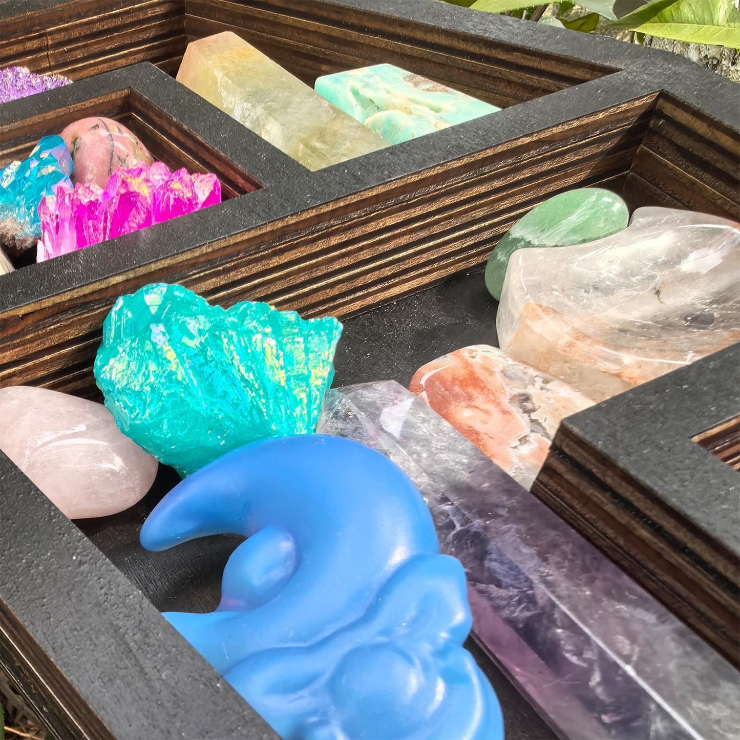 Coffin Crystal Shelf - Wooden Display Shelf for Healing Crystals, Witchy Room Decor, Gothic Altar Shelf, Spiritual Home Decor