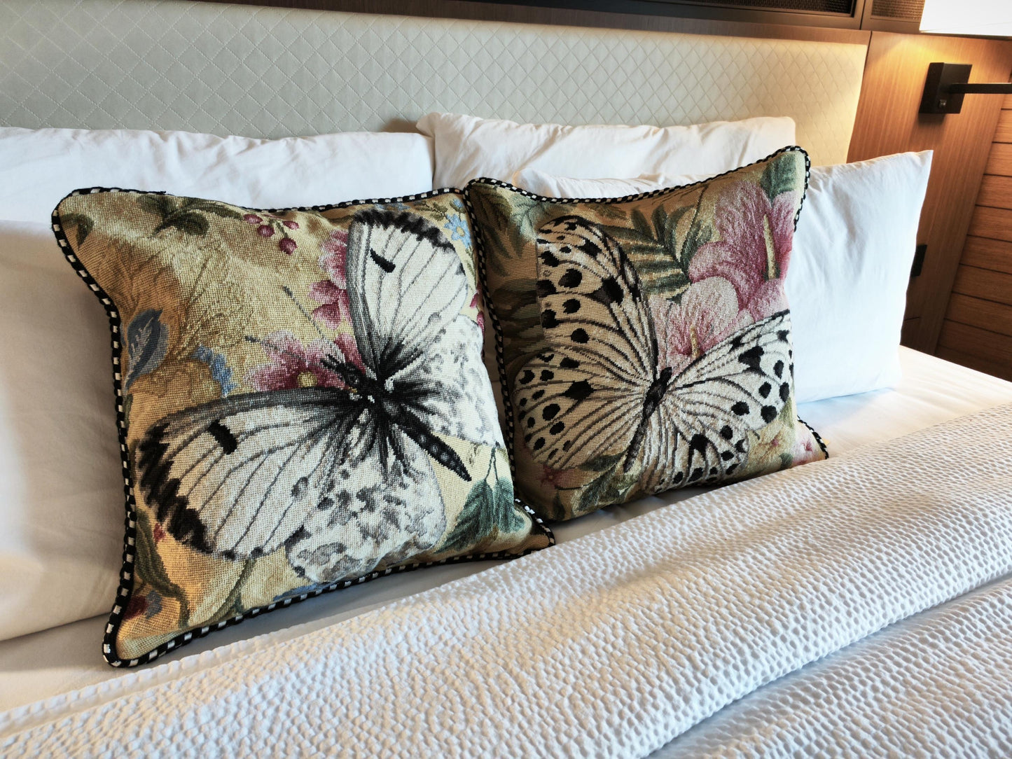 Handmade Wool Needlepoint Pillow Cover - Decorative Throw Cushion Cover - Vintage Floral Embroidery Design - 16x16  Pillow Cover