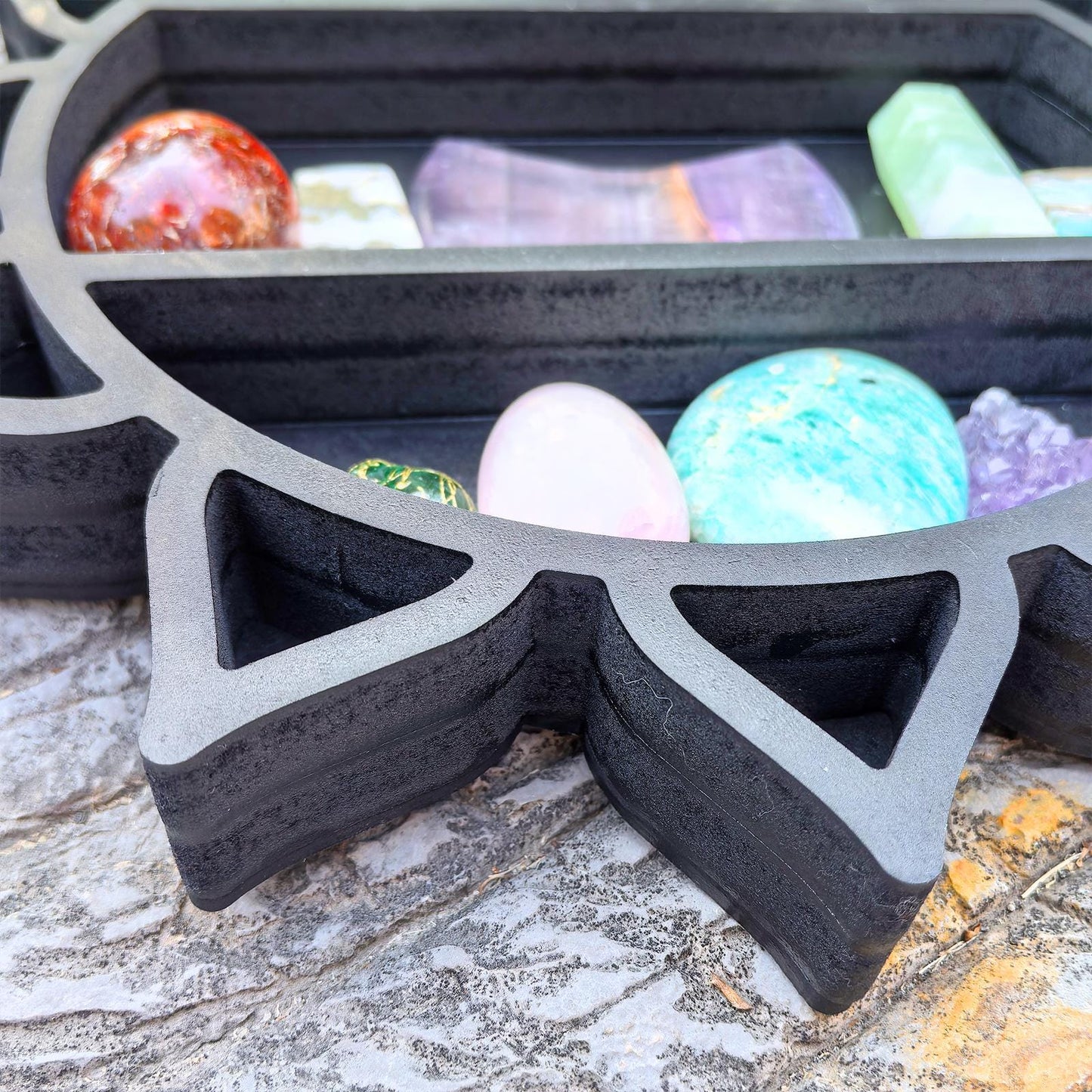 Sun Crystal Shelf – Wooden Celestial Display, Sunburst Altar Shelf, Witchy Room Decor, Boho Spiritual Storage, Sun and Moon Wall Art