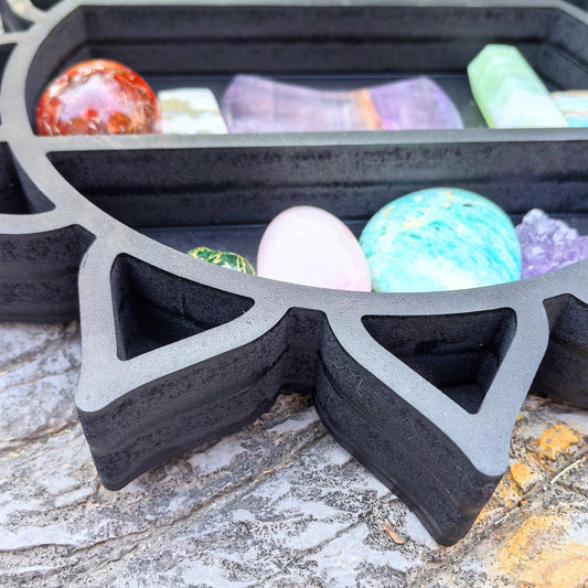 Sun Crystal Shelf – Wooden Celestial Display, Sunburst Altar Shelf, Witchy Room Decor, Boho Spiritual Storage, Sun and Moon Wall Art