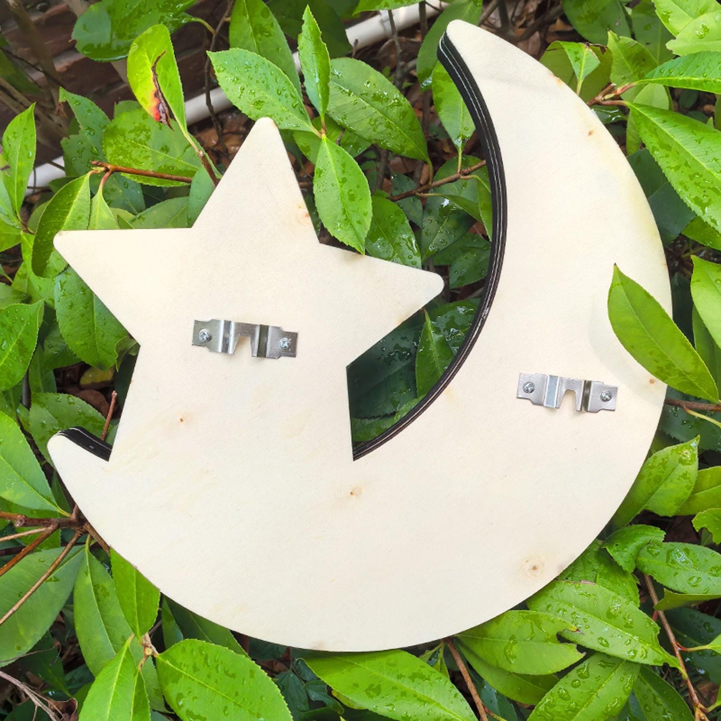 Moon and Star Crystal Shelf – Wooden Celestial Display, Witchy Altar Decor, Boho Astrology Wall Art, Spiritual Crystal Storage