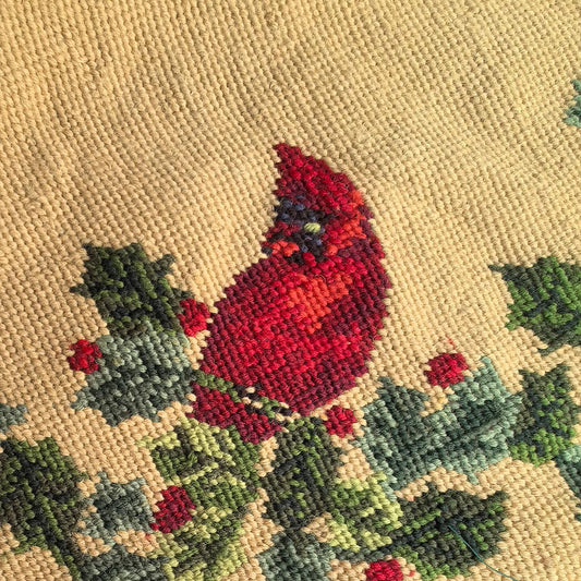 22-Inch 100% Wool Hand-Embroidered Christmas Tree Skirt – Luxury Handmade Holiday Decoration for Rustic, Farmhouse, Classic Christmas Décor